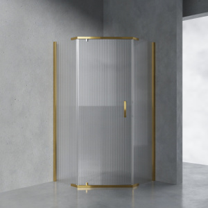 Душевой уголок AVS Трапеция 90x90 профиль брашированное золото, стекло рифленое